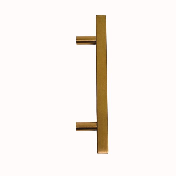 Brushed Gold Cabinet Bar Pull Set of 4 Drawer T Bar Modern Sleek Rectangular 6.5 - Picture 5 of 10